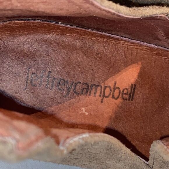 Jeffery Campbell Cromwell olive green Suede Ankle Boots silver tips size 9 - Picture 5 of 11